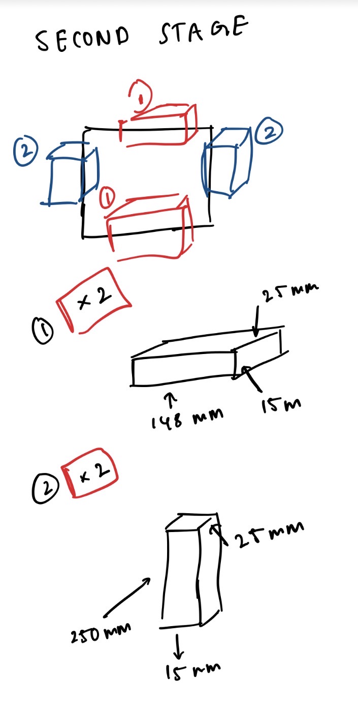 Stage 2 sketch with dimensions